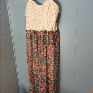 Elegant Lace and Floral Maxi Dress